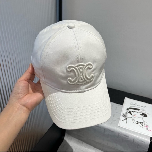 Celine Accessories - Celine Style White Triomphe Baseball Cap Adjustable Fit